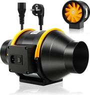 Ventilatore per la stanza da bagno - 100mm aspirazione dell'aria - ventilatore canale inline - silenzioso - contatto IEC - presa di corrente EU - grandi spazi - ufficio - stanza da bagno - cavo di rete 15m