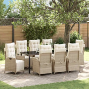 Set da Pranzo per Giardino con cuscino 9 pcs Beige polyrattan 3380560