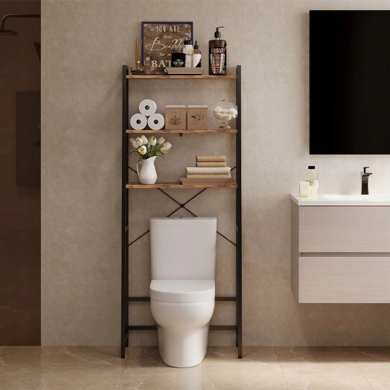 Mobile da bagno sopra il WC, lavatrice, scaffale, ripiano, stile rustico, marrone, loft, 64 cm