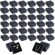 Scatola per Gioielli - Cassa di Regalo in Cartone - Tessuto a Mosaico Nero - Per Anelli/Colli/Orbicolli - 100 Unità - Progetto Elegante - Scatola per Gioielli