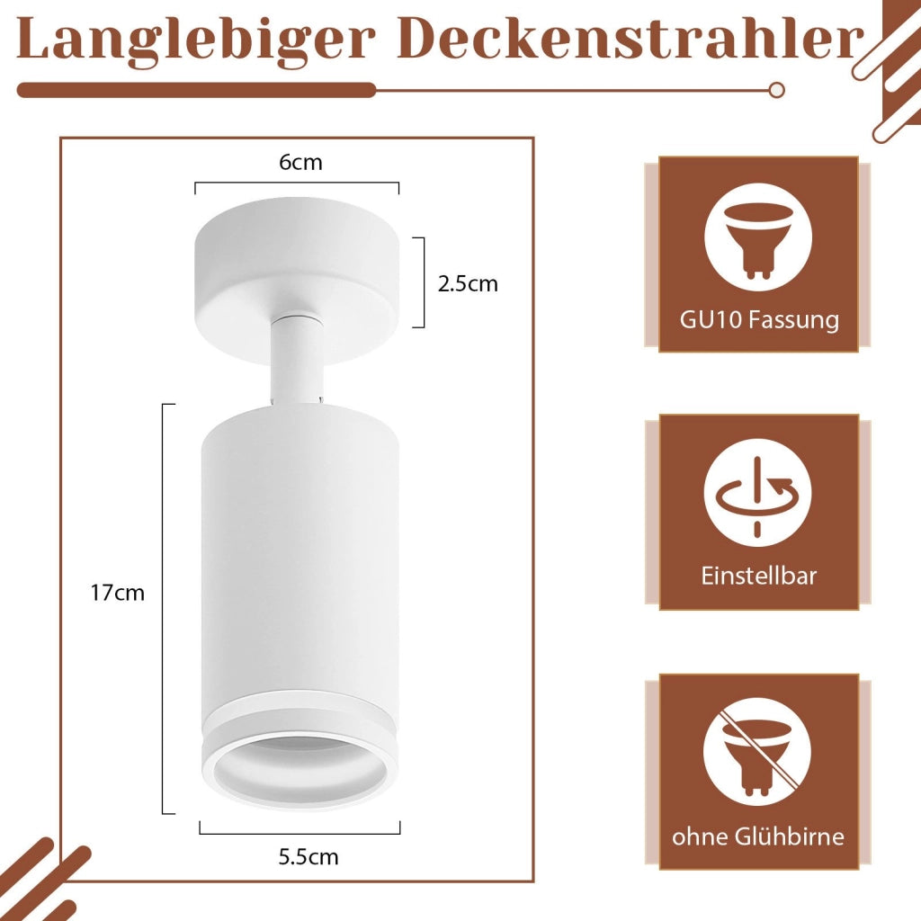 ZMH Faretto da soffitto bianco 1 lampadina moderna GU10 orientabile interno in metallo