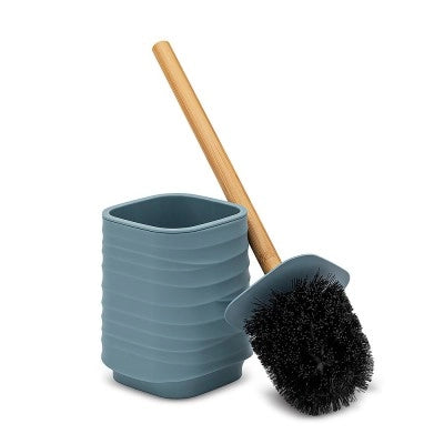 Scopino WC da appoggio turchese cobalto in abs e bambù Wave