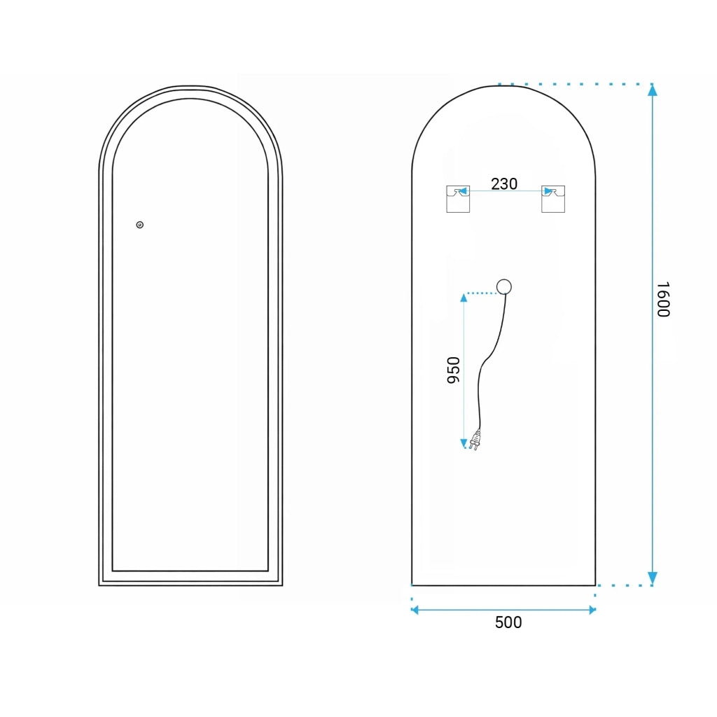 Specchio Led Orbit 50x160cm Black