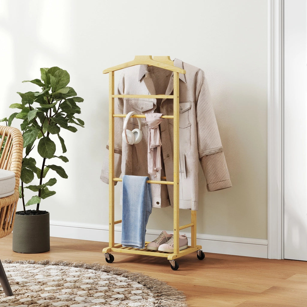 Armadio con appendiabiti e ruote ¨C zephmum ¨C bamboo 47x33,7x105,5 cm naturale