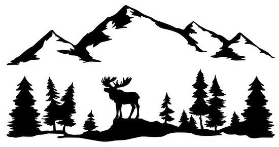 Sticker per auto unico design - Carrozzeria - Materiale PVC - Impermeabile - Disegno albero/monte - Dimensioni 50 x 26 cm