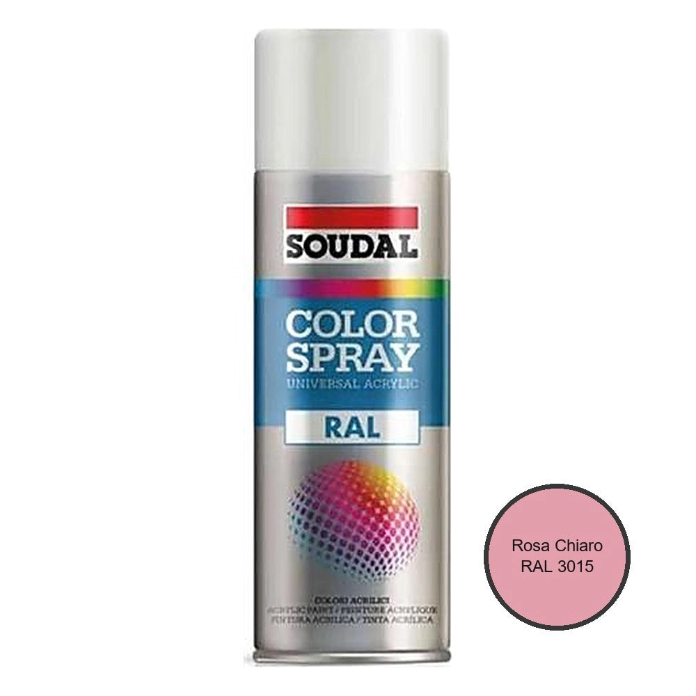 Smalto spray 100% acrilico soudal 400 ml *** colore- rosa chiaro ral 3015, confezione 1