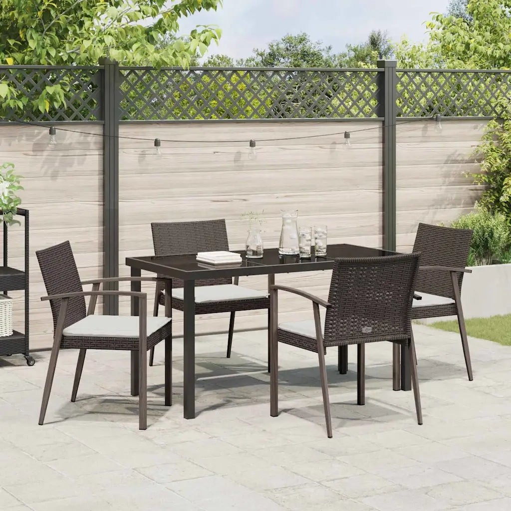 Set da Pranzo per Giardino 5 pcs Marrone e Nero Rattan in PE