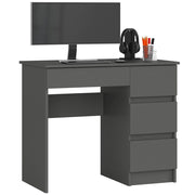 Scrivania per computer AKORD A7 Grigio Grafite 90 cm 4 cassetti 90x50x77 cm Modello a destra
