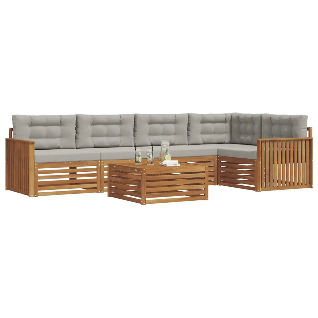 Set di divani da esterno 6 pcs Grigio Naturale e Chiaro 3373496