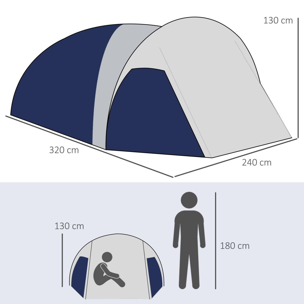 Tenda da campeggio 3/4 persone ¨C zephmum ¨C 320x240x130 cm blu scuro grigio chiaro