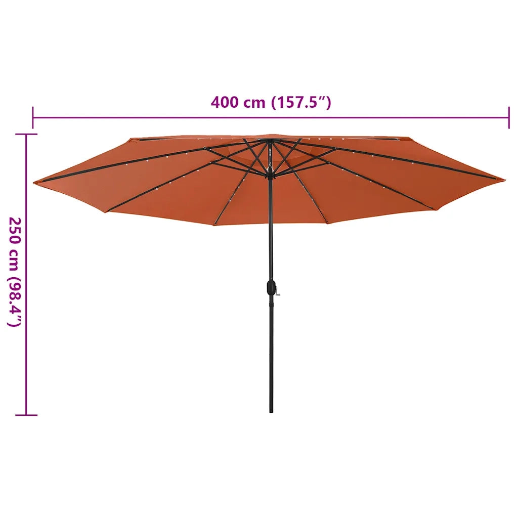Ombrellone da Esterni con LED Palo in Metallo 400cm Terracotta cod mxl 55079
