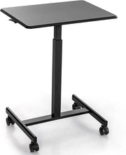 Tavolino da Letto e Divano per PC con 2 Ruote Bloccabili, Tavolino Serviletto Regolabile in Altezza, Tavolino per Mangiare e Lavorare da Ospedale e Salotto, Portata 80 kg (Nero)