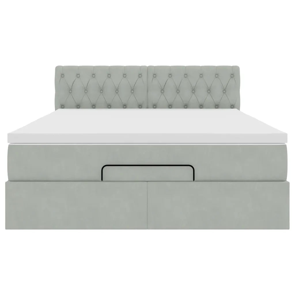 Struttura Letto Pouf con Materasso 140x200 cm in Velluto