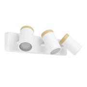 Faretti E Spot Moderno Consuma Metallo Bianco Legno Marrone 3 Luci Gu10 Ip44