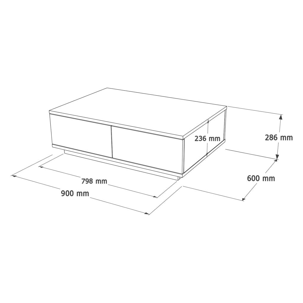 Babila, Tavolino da Salotto 2 Vani, 90x60x29h cm Marrone Rovere Nodi