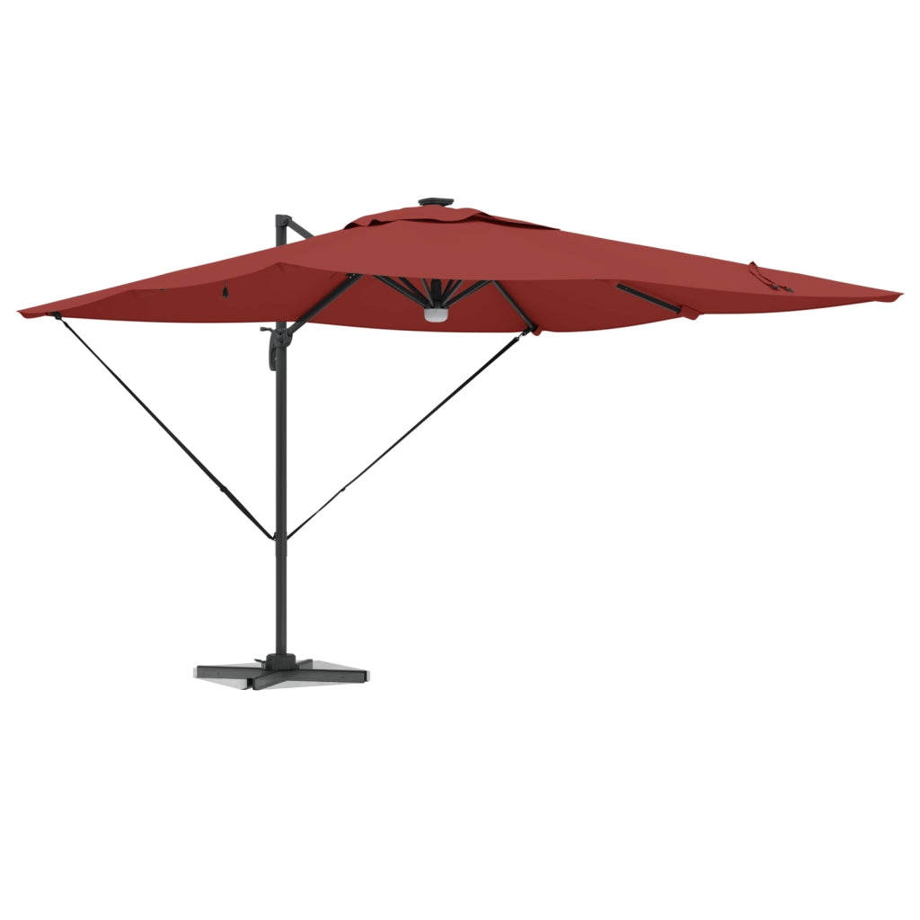 Ombrellone Roma a Sbalzo con LED Terracotta 286x285x270 cm Alluminio