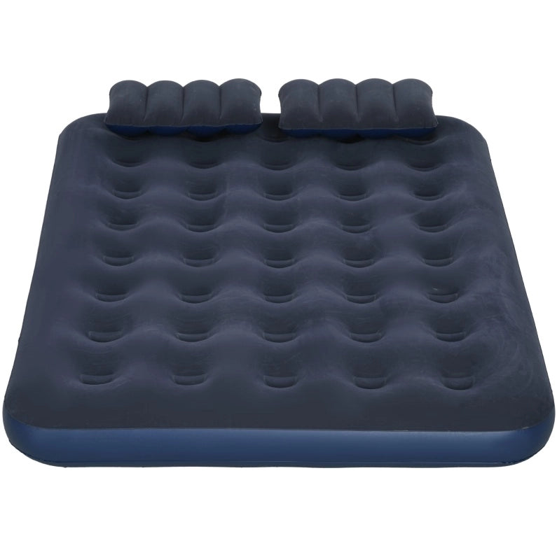 Letto gonfiabile blu con pompa manuale e 2 cuscini 203 x 152 x 22 cm