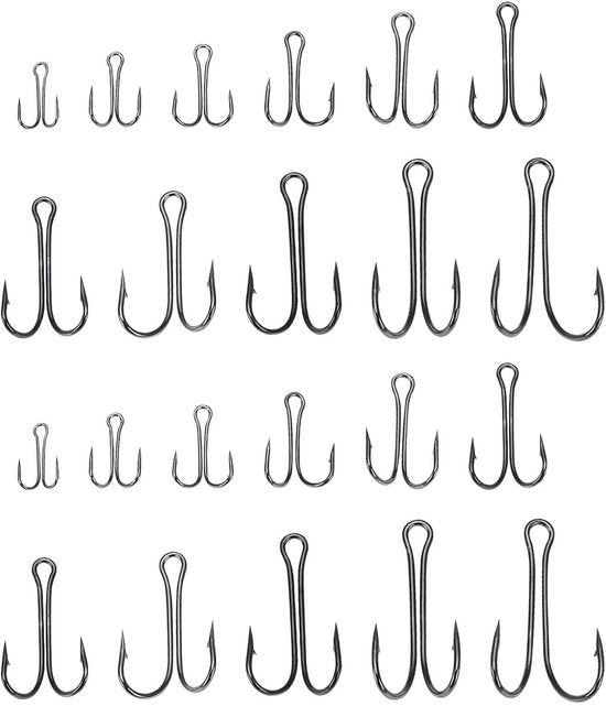 Accessori per pesca a strascico 55 pezzi - Haken a doppia punta - Materiale in acciaio inossidabile alto - Adatto per pesca in mare e in fiume - Ampia gamma di dimensioni - Prestazioni affidabili - Codice prodotto: Vishaken 55 Stuks