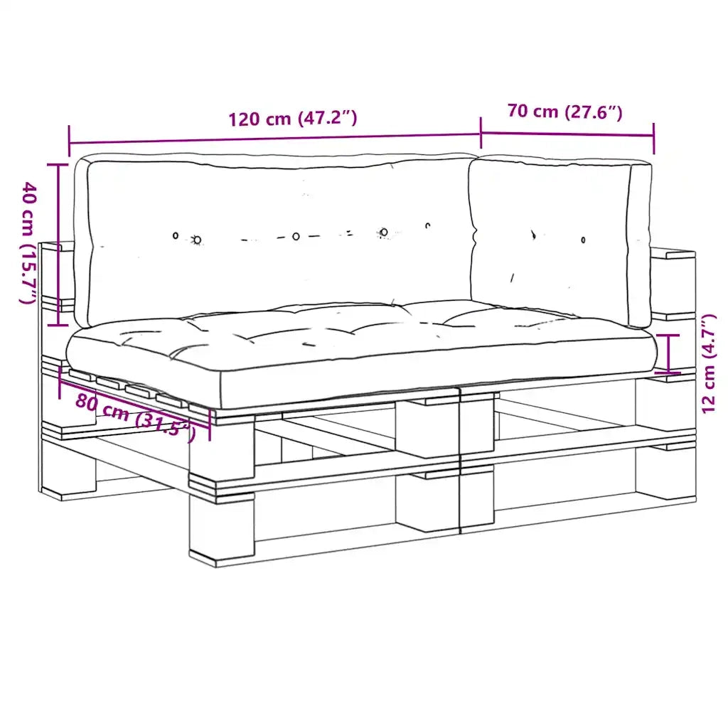 Cuscini per Pallet 3 pz Neri in Tessuto Oxford