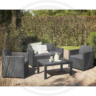 SALOTTO IN RESINA ANTRACITE PANTELLERIA ARREDO GIARDINO MADE IN EUROPA