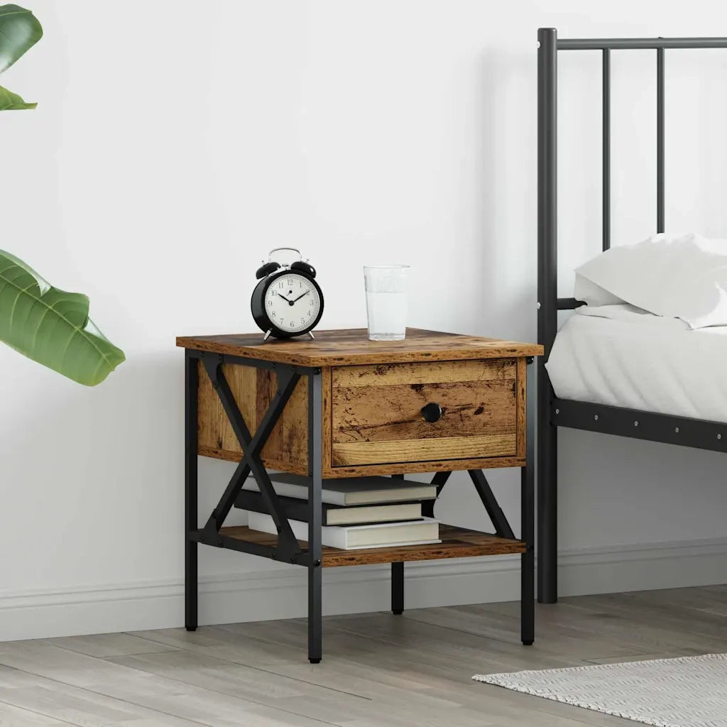 vidaXL Comodino con cassetto Legno vecchio 40 x 42 x 45 cm
