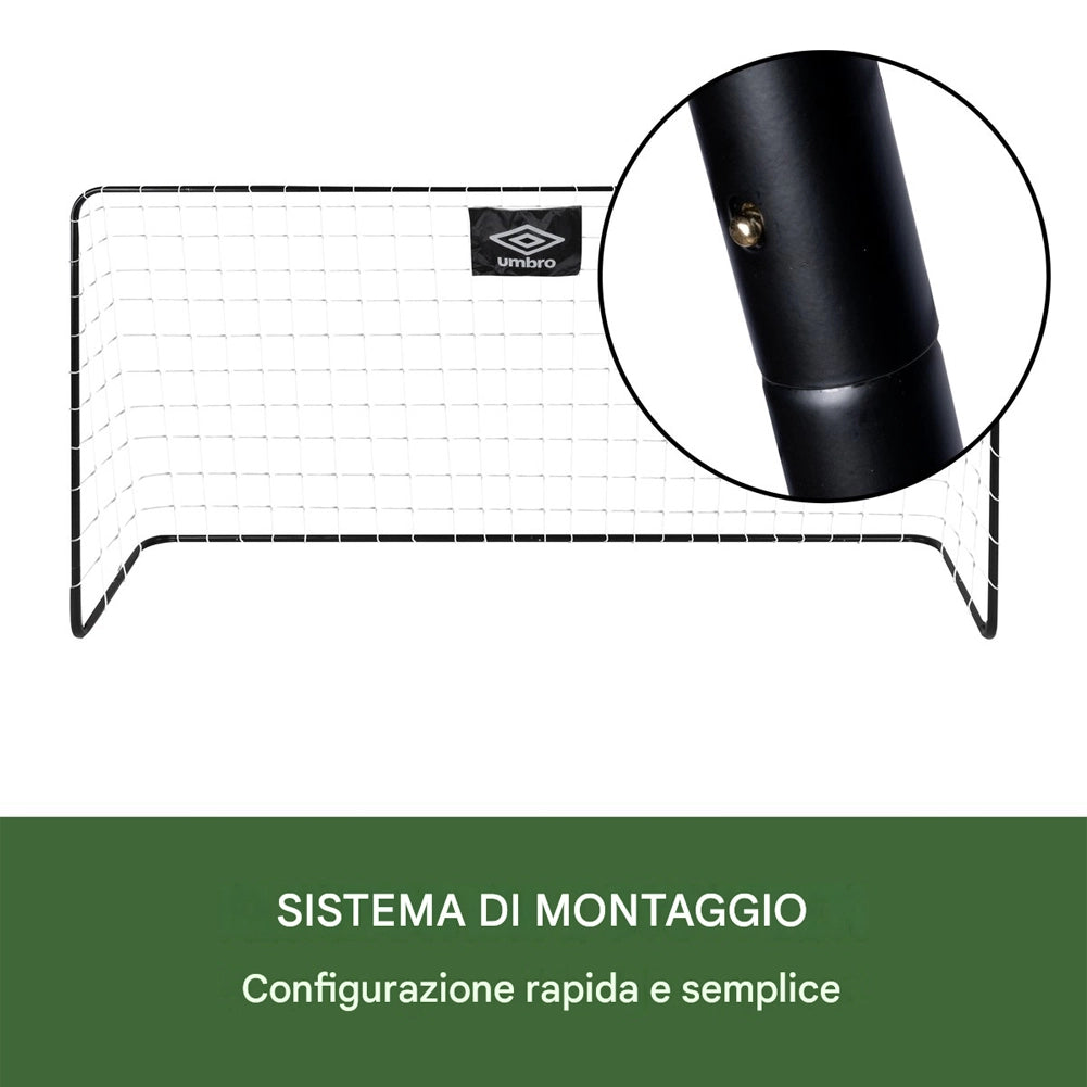 Porta da Calcio 182x122x61 cm Allenamento Football in Metallo Nero con Picchetti