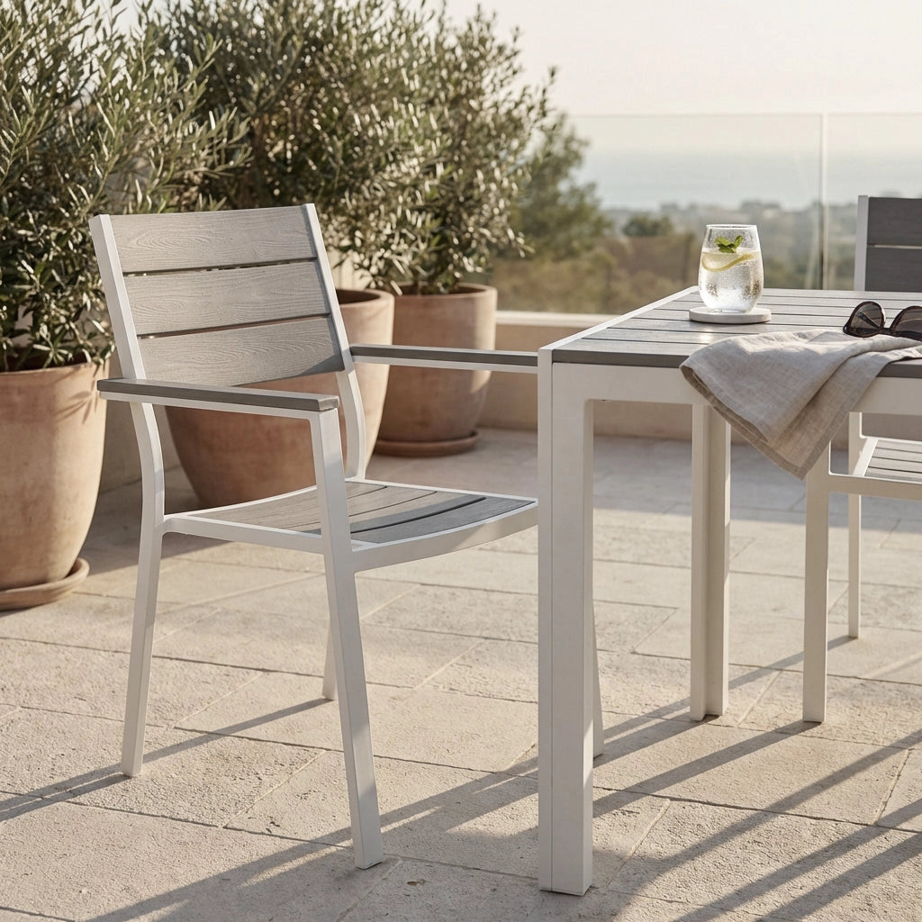Poltrona da Giardino Impilabile in Alluminio Polywood cm 58x46 5x87 - RICHARD