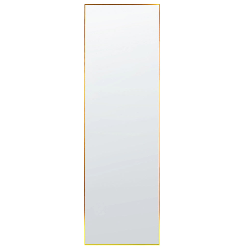 Specchio da appoggio cornice rettangolare in alluminio oro 170 x 57 cm con supporto design moderno incorniciato a figura intera