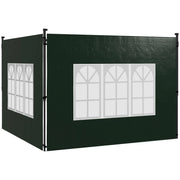 Set di 2 pannelli laterali per gazebo 3x3 e 3x6, impermeabili, con finestre, verde scuro.