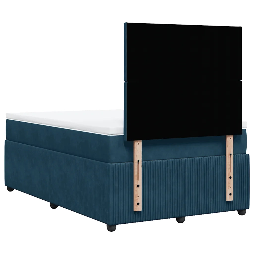 Giroletto a Molle con Materasso Blu Scuro 120x190 cm in Velluto