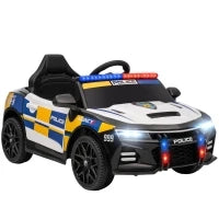 Macchina Elettrica per Bambini della Polizia con Telecomando, Clacson e Musica Integrata, 96x60x45 cm