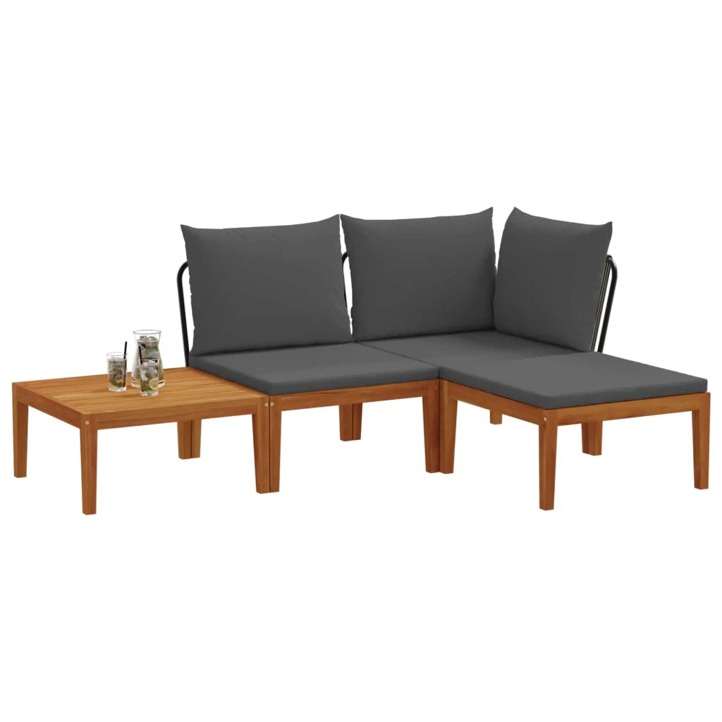 4 pcs Legno massiccio di acacia e corda Naturale 3407734