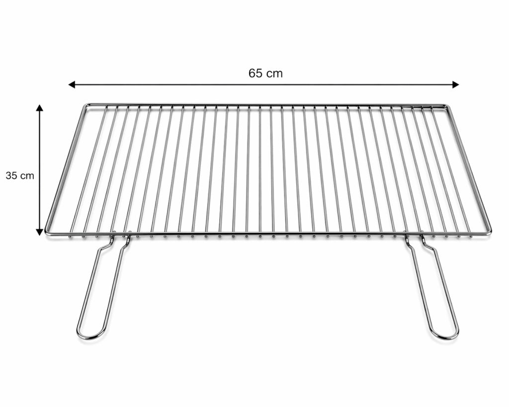 Griglia per Barbecue in Acciaio Cromato, Regolabile su più Altezze, Scorrevole per camino per Carne e Pesce 65x35 cm