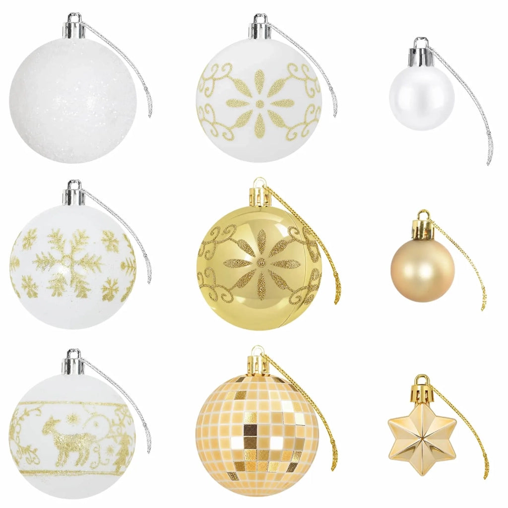 Set di Palline di Natale 88 pz Oro e bianco Ø 6 cm Plastica 42053198