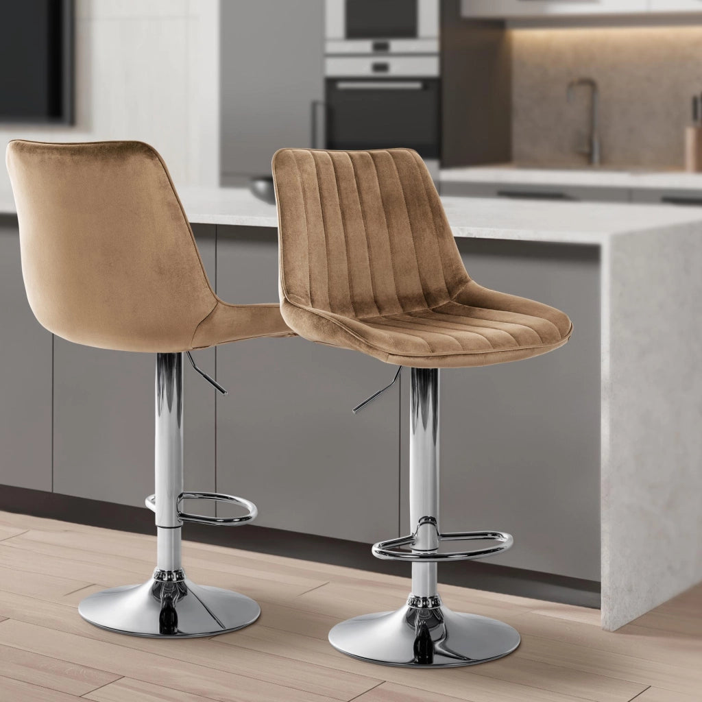Sgabello Toni Velvet marrone,cromo