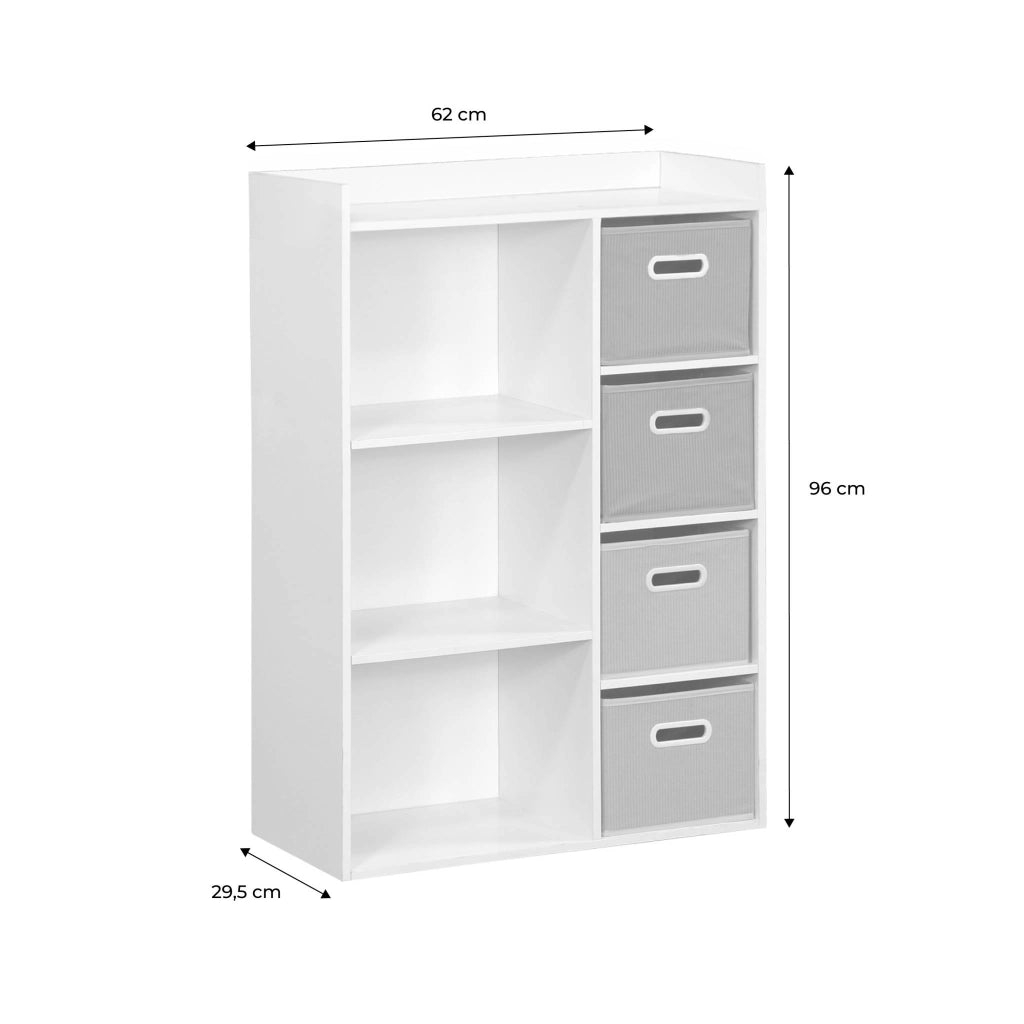 Contenitore per bambini con 4 cestini in velluto, blu