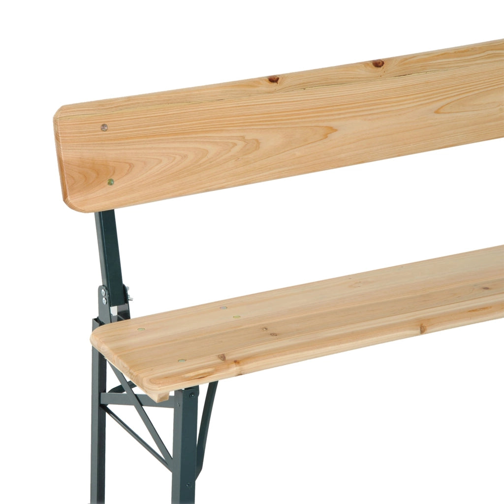 Set Birreria da Esterno Tavolo e 2 Panche con Schienale Pieghevoli in Legno di Abete