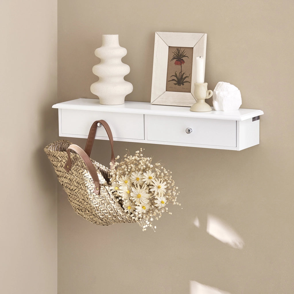 SoBuy FRG43-W Mensola con cassetti, Libreria, porta gioielli a chiavi,bianco