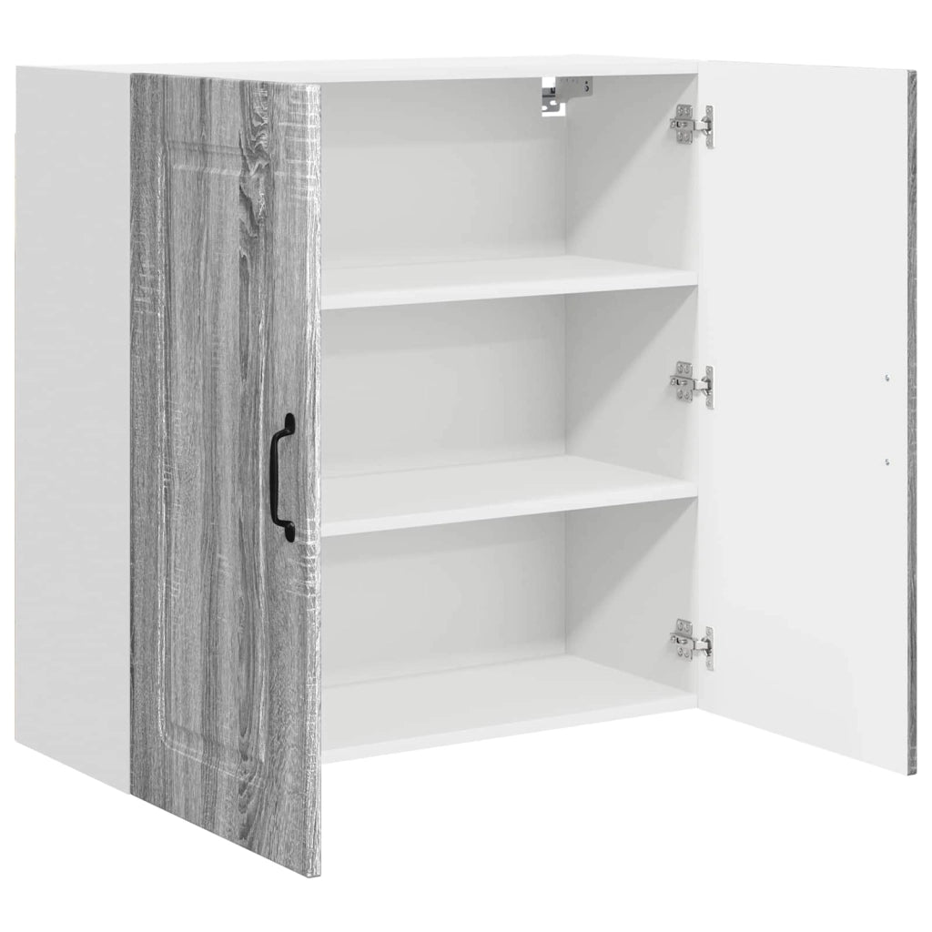 Mobile da cucina rettangolare moderno con ampio spazio contenitivo 80 x 31 x 80 cm in legno composito grigio Sonoma 02_0053739