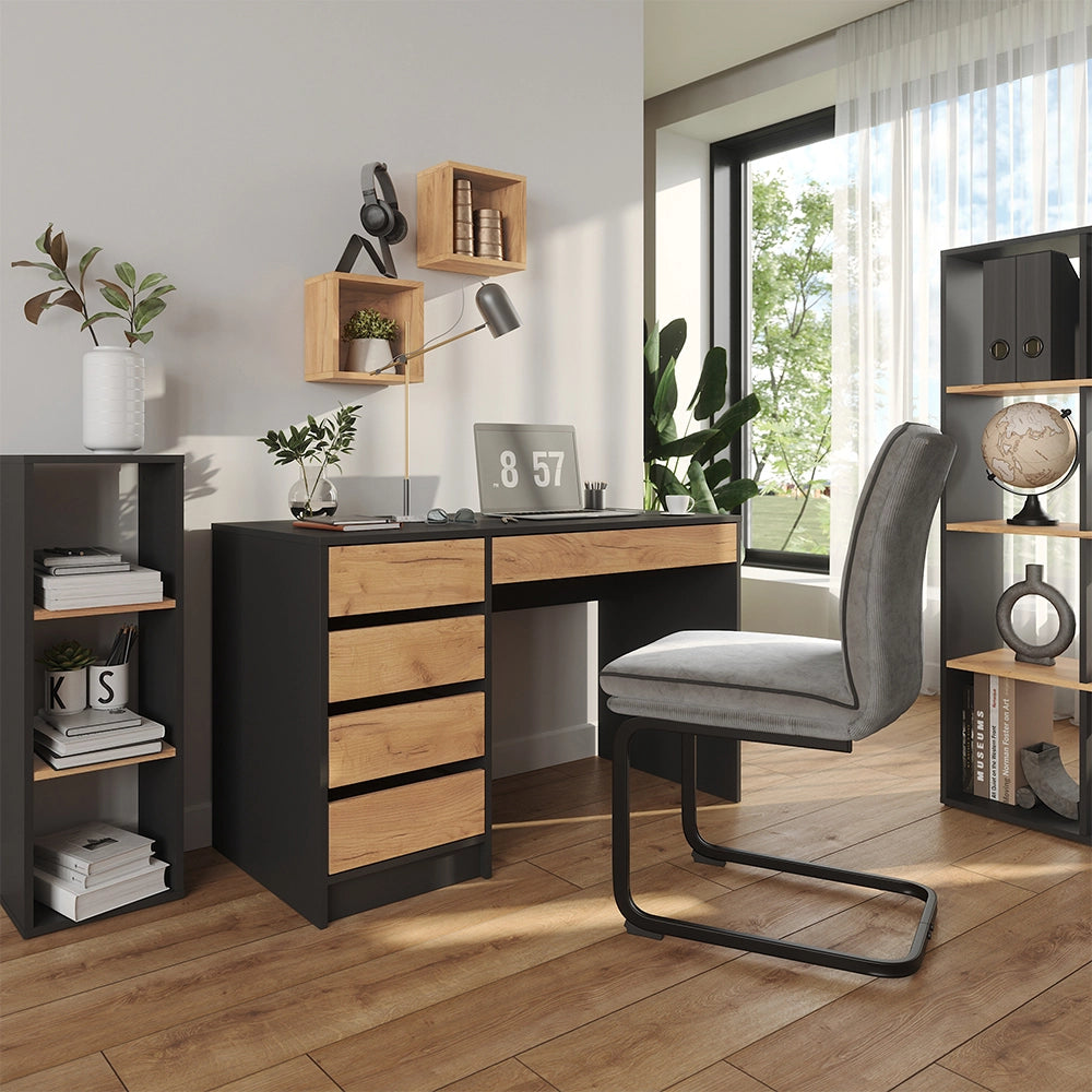 Vicco Scrivania Antracite/quercia dorata 55 x 120 cm con cassetti