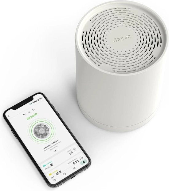 Misuratore di CO2 con App - Sensore di qualità dell'aria con rilevamento VOC - Detector di radon - Termometro e umidistat per l'abitazione - Sensore di qualità dell'aria - Misuratore di CO2 - Detector di radon