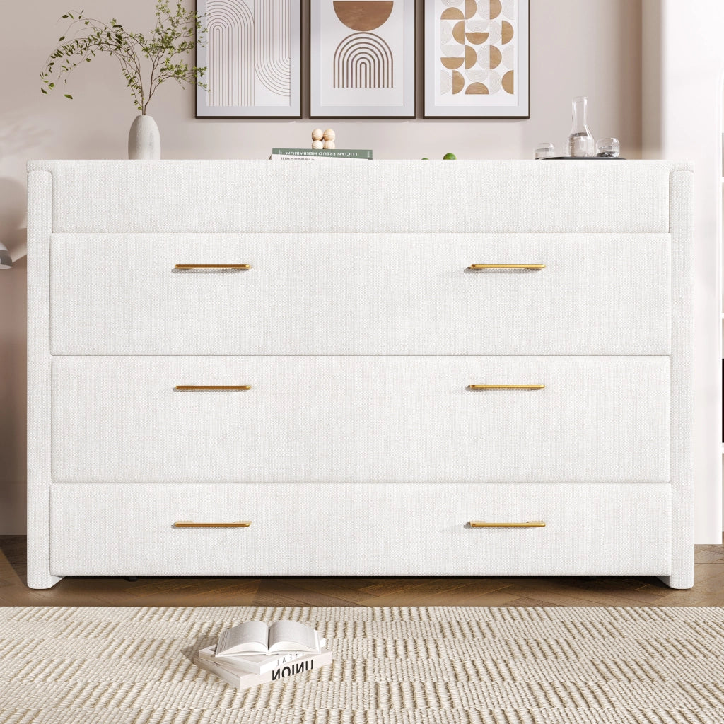 DESMIU Letto a scomparsa 140 × 200 cm 2 posti con USB, Type-C, cassetto e ripiano, senza materasso, beige