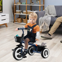 Triciclo per bambini con telaio in ferro carbonioso di alta resistenza, Triciclo per bambini con sede regolabile Blu-Biciclette e tricicli