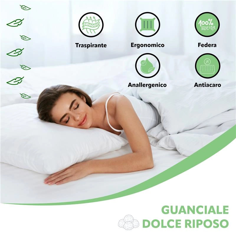 HYDRA VIVA+ CUSCINO GUANCIALE ANALLERGICO PER CAMERA DA LETTO DOLCE RIPOSO
