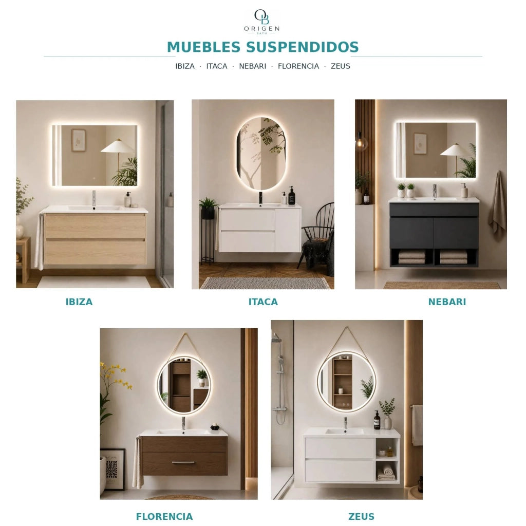 Mobile bagno con lavabo ORIGENBATH RIBERA senza specchio 90x40 cm estepa con colonna