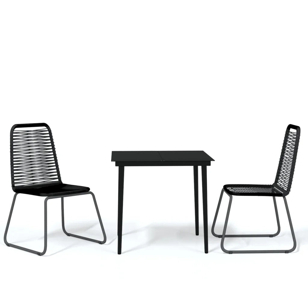 Set Mobili da Pranzo per Giardino 3 pz Nero cod mxl 41012