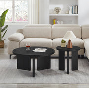 Set di 2 tavolini da salotto con struttura scanalata in MDF nero