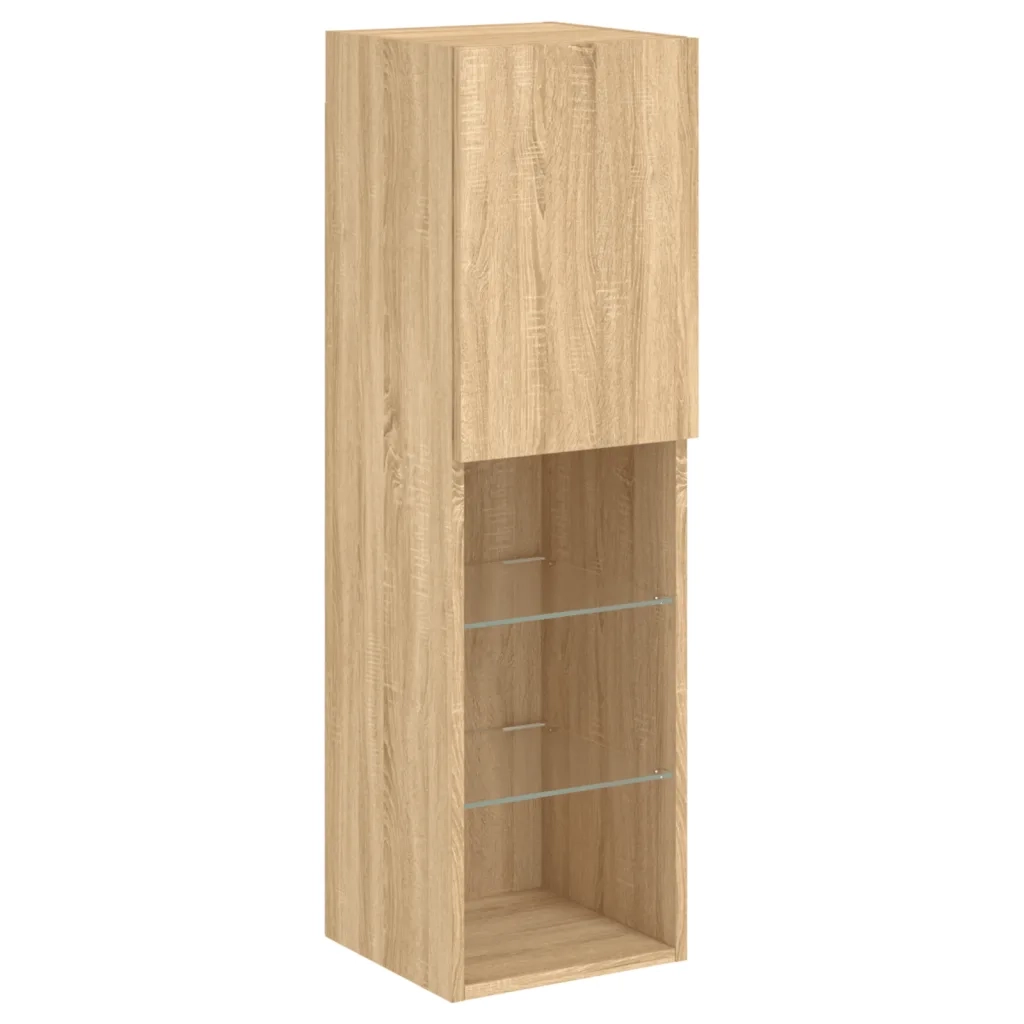 Mobili TV a Muro con LED 4pz Rovere Sonoma Legno Multistrato 3216656
