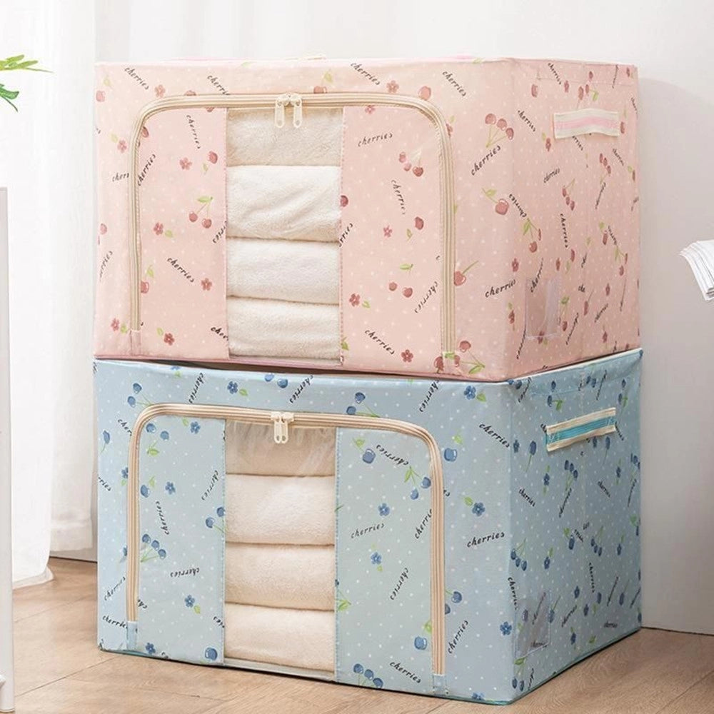 Trade Shop - Borsa Portaoggetti Multifunzionale Pieghevole Tessuto Con Finestra Manici 100lt 60x42x40cm -