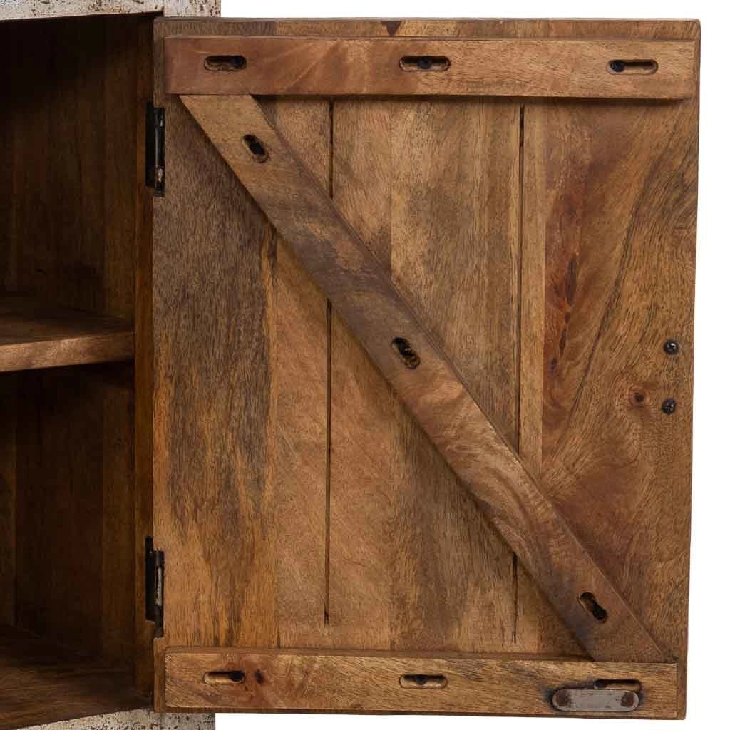 Comodino in legno fatto a mano, Beige, 45x35x60h cm